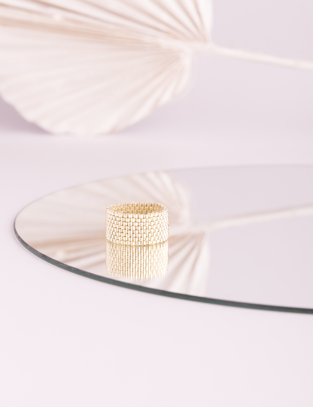 Pierścionek tkany Mono White Gold